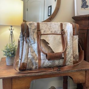 Myra Cowhide and Leather Weekender bag. Large size. Only used a couple of times.